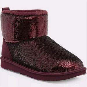 UGG Toddler Wild Grape Mirror Ball Sequin Classic Mini Boots